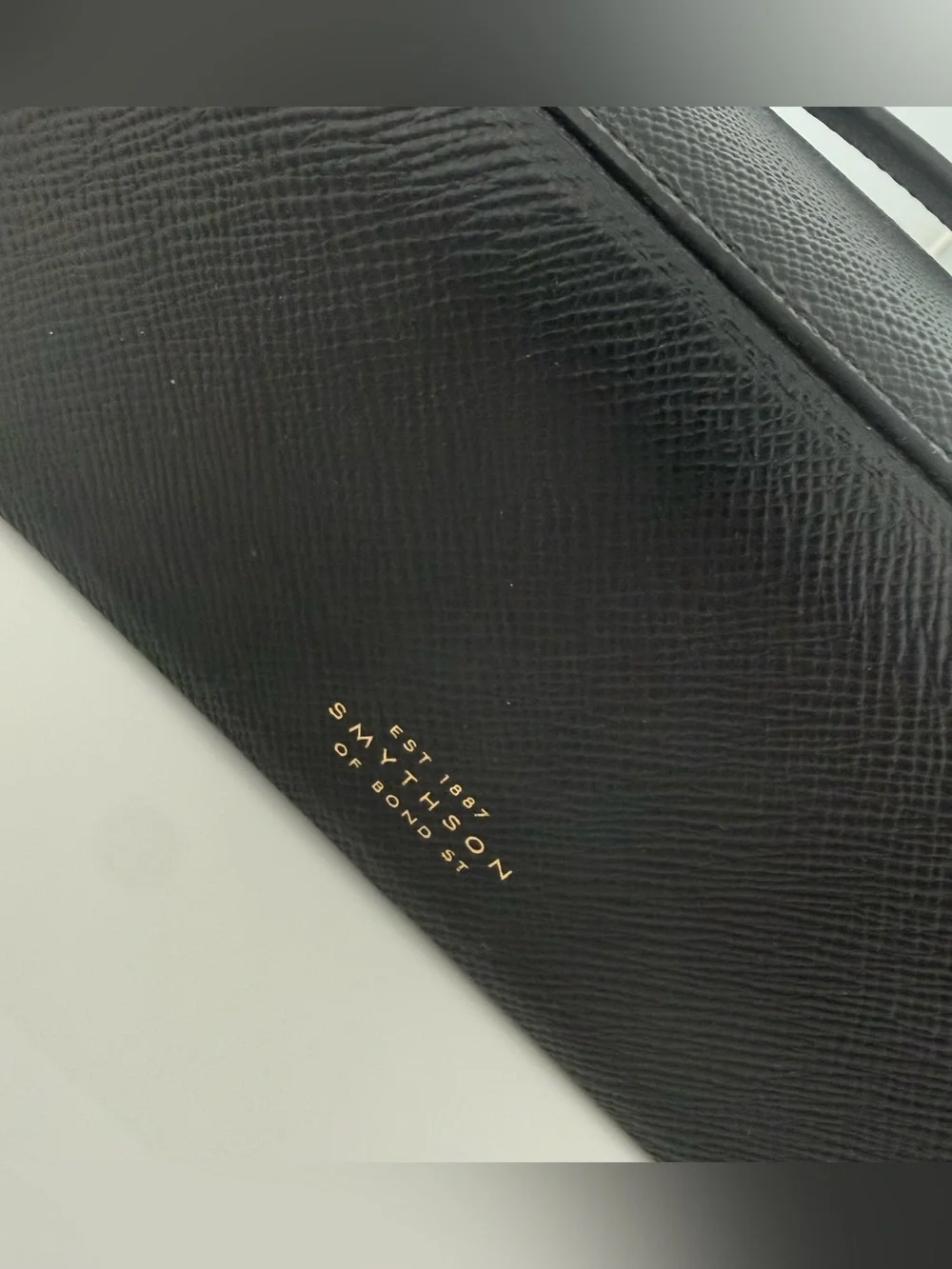 SMYTHSON Black Pebbled Leather Jewelry Case - Gold Hardware - 10.6” x 5.5” x 3”